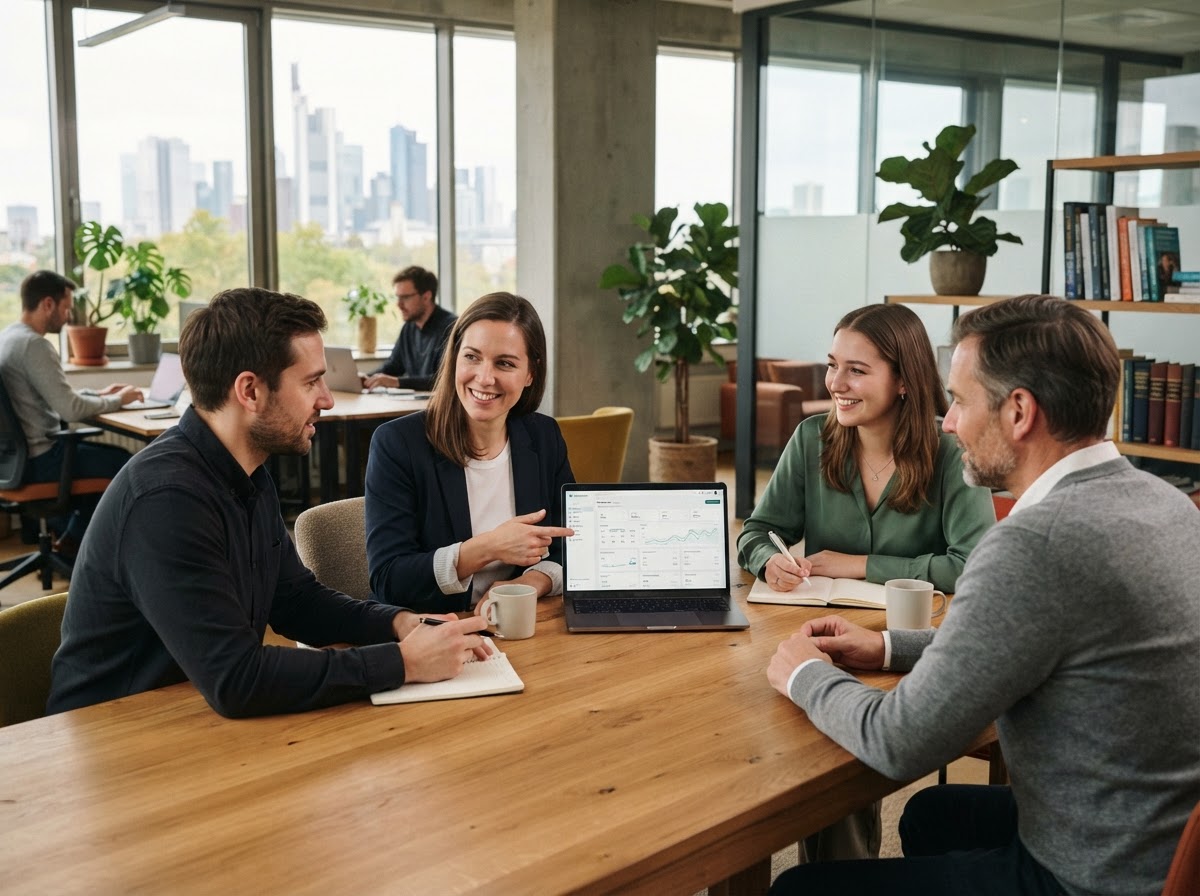 Green Invest Team bei der Arbeit an Datenmodellen für Finanzanalysen